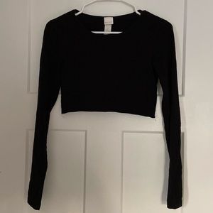 H&M Cropped Black Long Sleeve Top